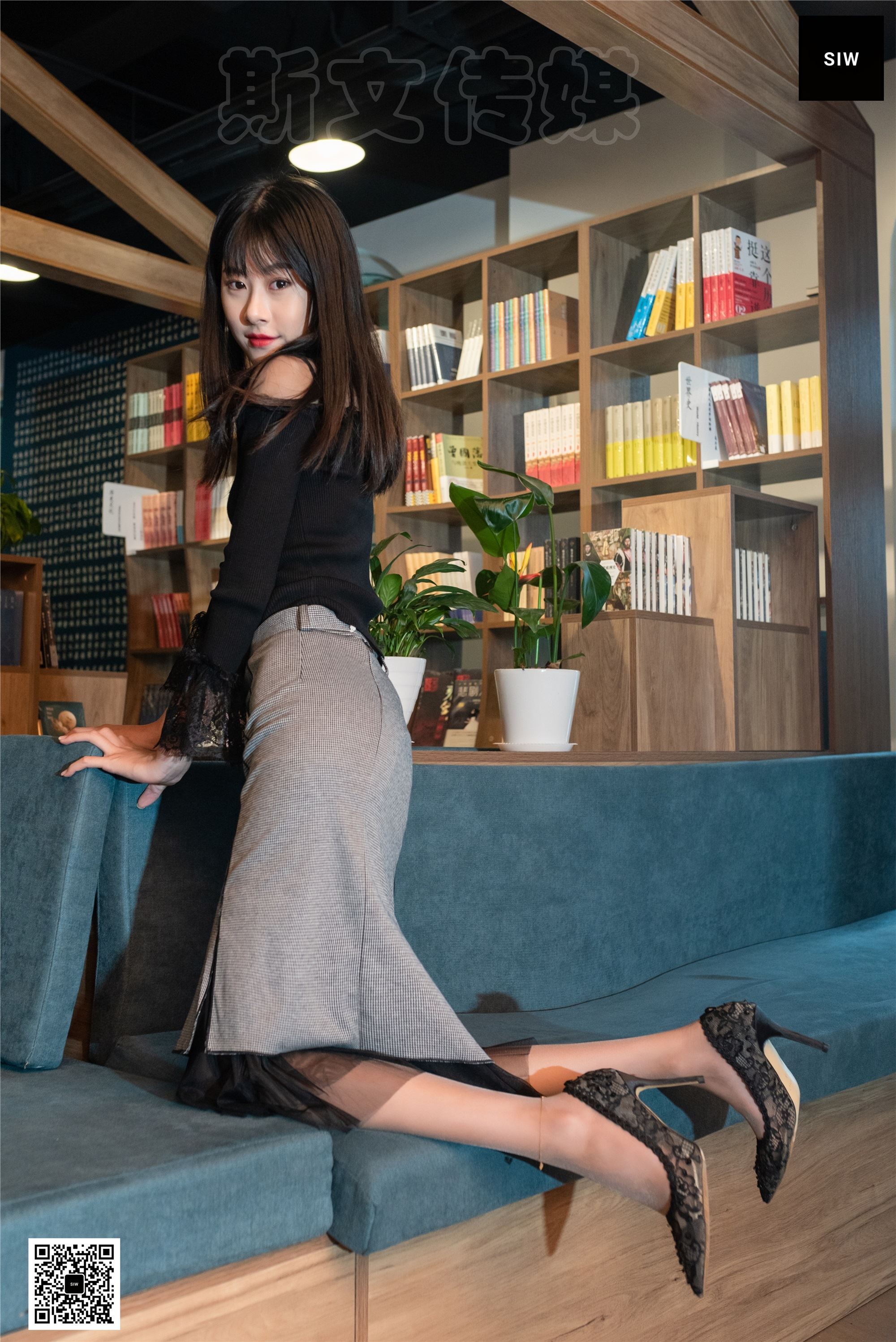 SIW斯文传媒 064 蕾丝花边黑灰拼色优雅淑女连衣裙 - 龙哥